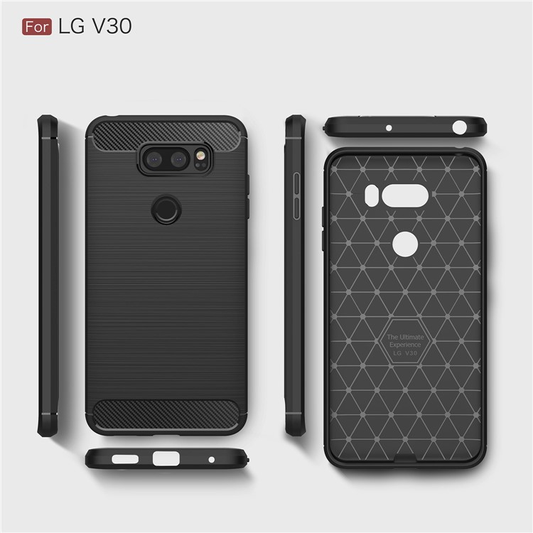 50Pcs/Set Carbon Fiber Texture Brushed TPU Protective Cover for LG V30 - Black-9