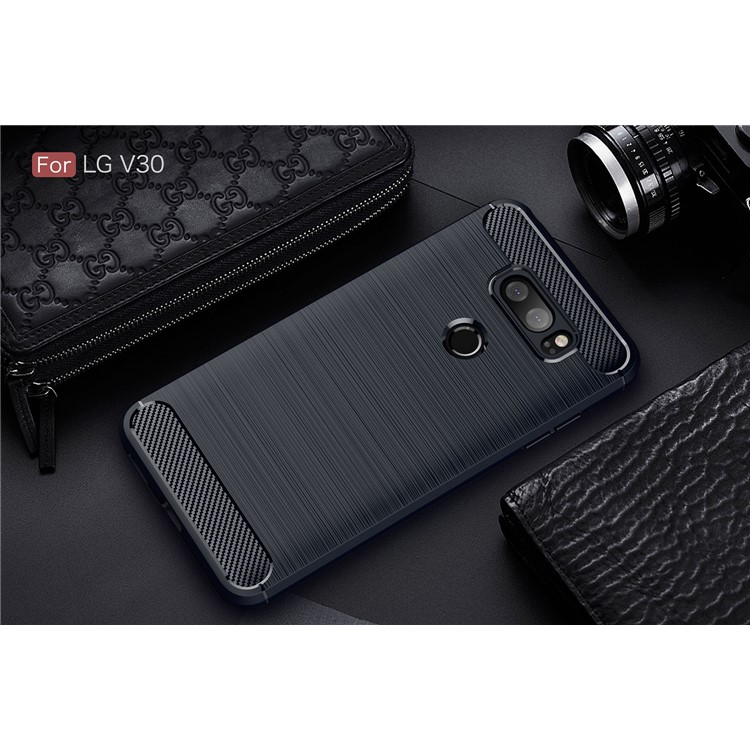 50Pcs/Set Carbon Fiber Texture Brushed TPU Mobile Phone Shell for LG V30 - Blue-2