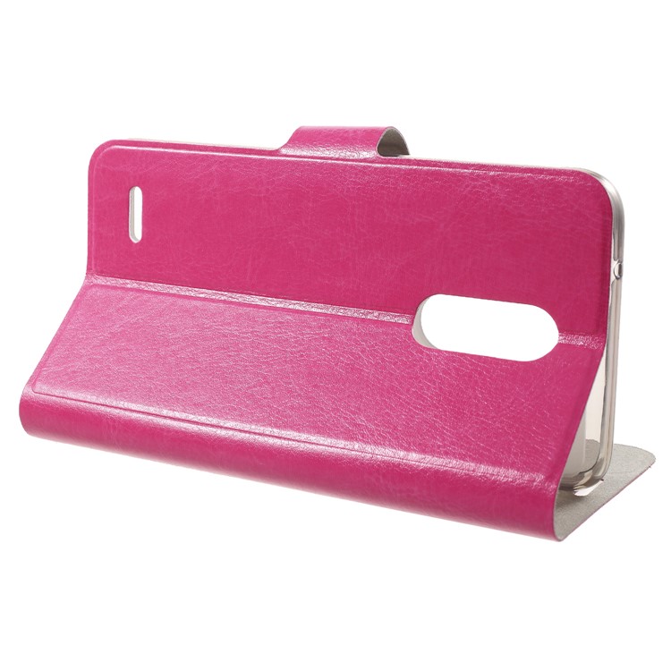 Crazy Horse Card Holder Leather Case with Stand for LG K10 (2018) - Rose-4