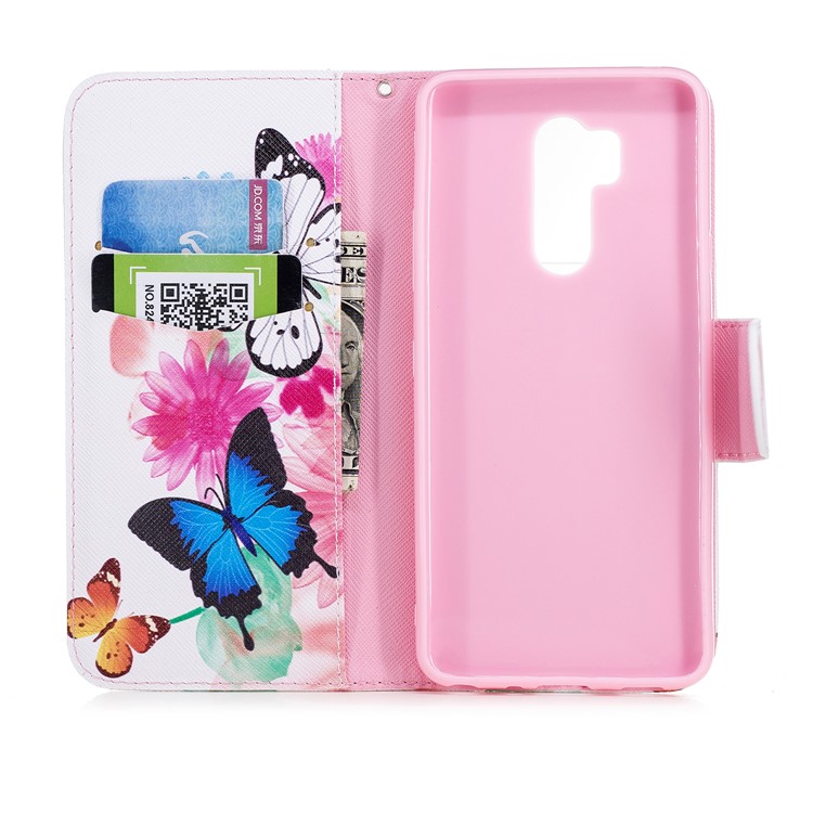 Pattern Printing PU Leather Wallet Stand Cover Case for LG G7 - Butterflies and Flowers-8