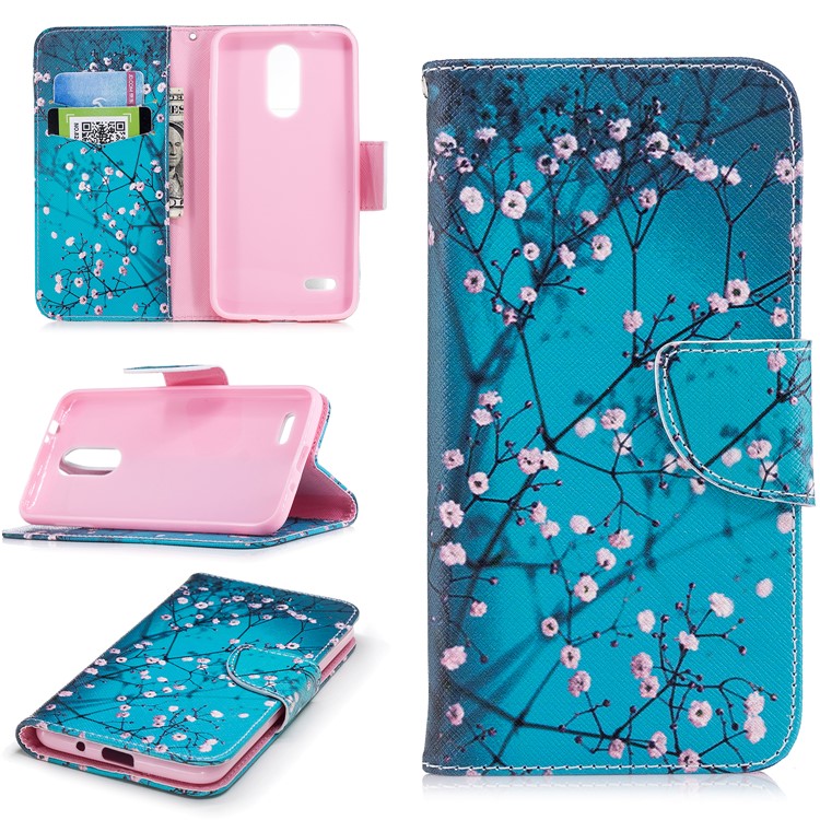 Pattern Printing Leather Wallet Case for LG K8 (2018) - Tree with Flowers-1
