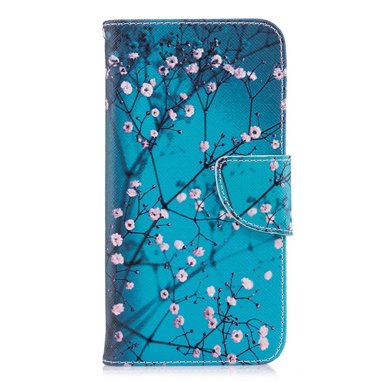 Pattern Printing Leather Wallet Case for LG K8 (2018) - Tree with Flowers-2