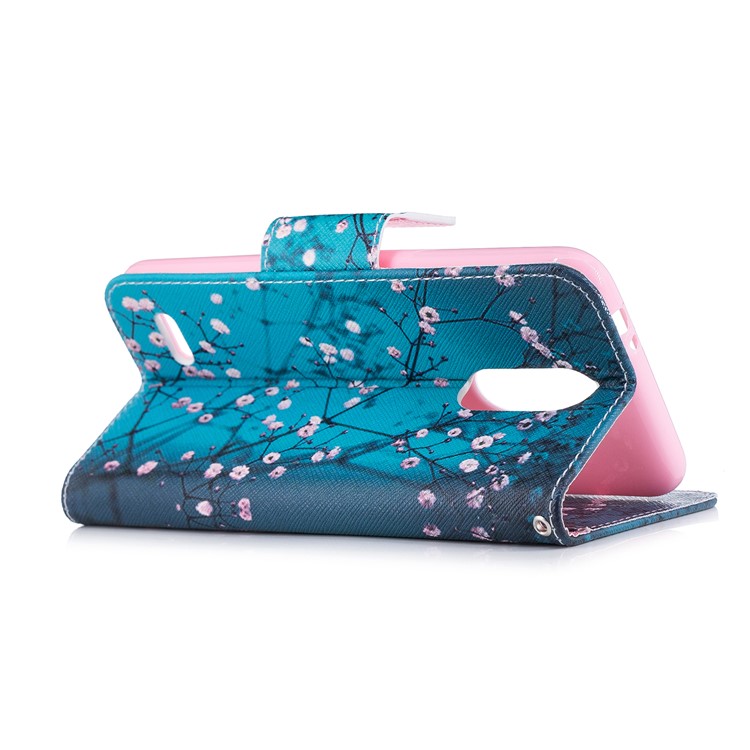 Pattern Printing Leather Wallet Case for LG K8 (2018) - Tree with Flowers-4