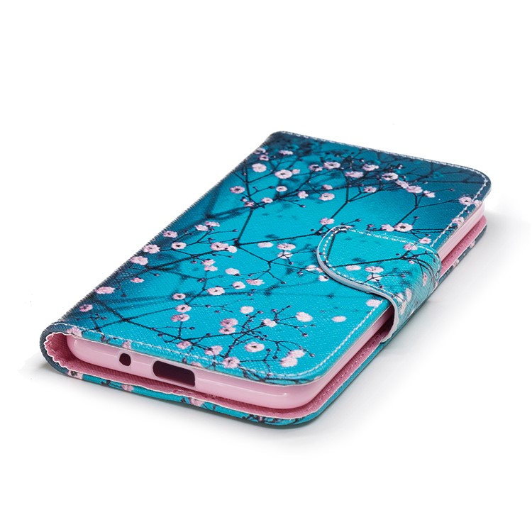 Pattern Printing Leather Wallet Case for LG K8 (2018) - Tree with Flowers-6