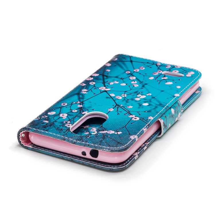 Pattern Printing Leather Wallet Case for LG K8 (2018) - Tree with Flowers-7