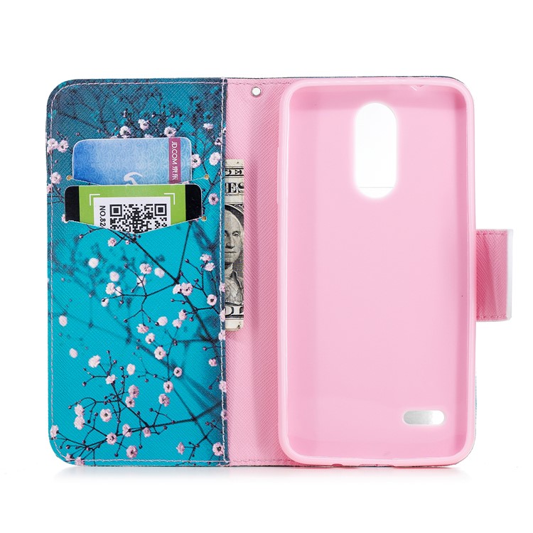 Pattern Printing Leather Wallet Case for LG K8 (2018) - Tree with Flowers-8