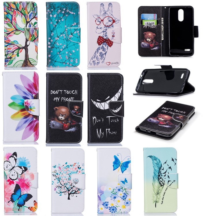 Pattern Printing Leather Wallet Case for LG K8 (2018) - Tree with Flowers-9