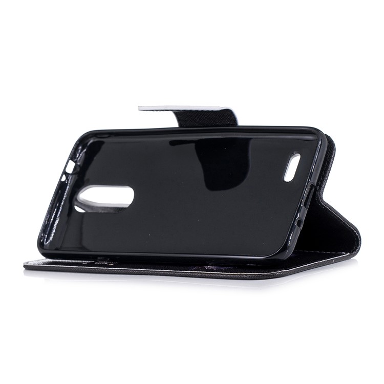 Patrón De Impresión De La Caja De La Cartera De Cuero Del Teléfono Celular Para LG K8 (2018) - Oso Pardo Y Palabras De Advertencia-5