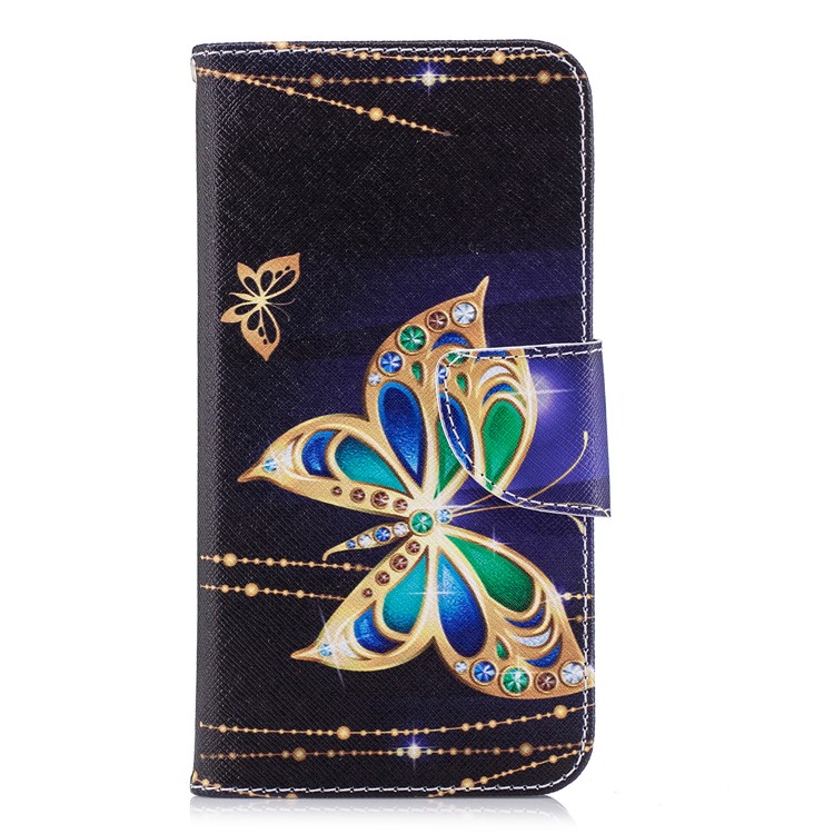 Pattern Printing Leather Wallet Case for LG K8 (2018) - Colorized Butterfly-2