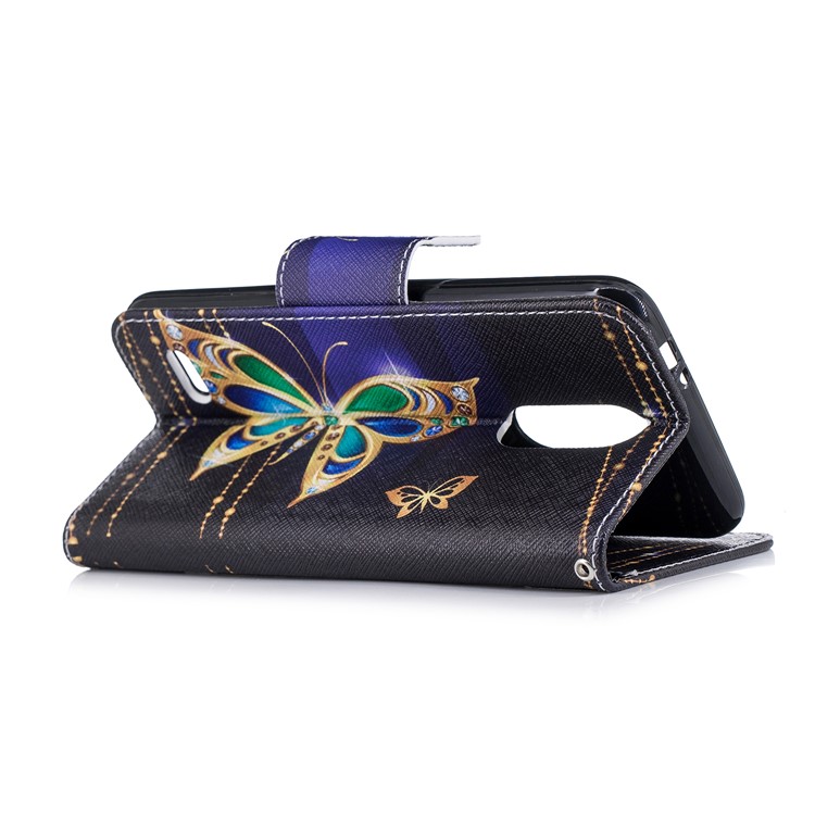 Pattern Printing Leather Wallet Case for LG K8 (2018) - Colorized Butterfly-4