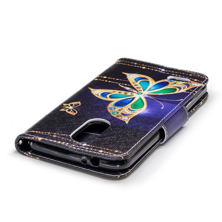 Pattern Printing Leather Wallet Case for LG K8 (2018) - Colorized Butterfly-7