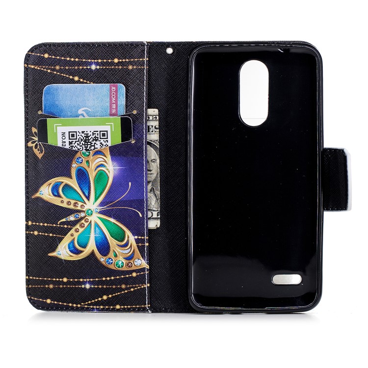 Pattern Printing Leather Wallet Case for LG K8 (2018) - Colorized Butterfly-8