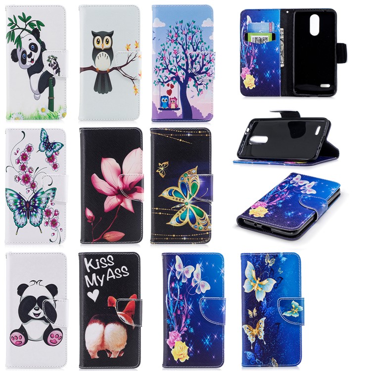 Pattern Printing Leather Wallet Case for LG K8 (2018) - Colorized Butterfly-9