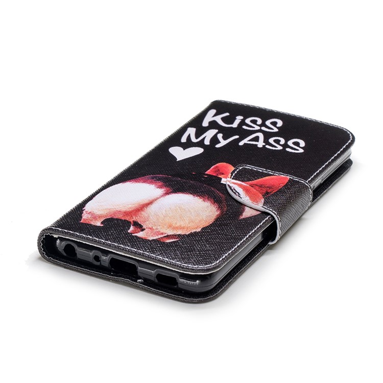 For LG G7 Patterned PU Leather Stand Cell Phone Case - Kiss My Ass-6