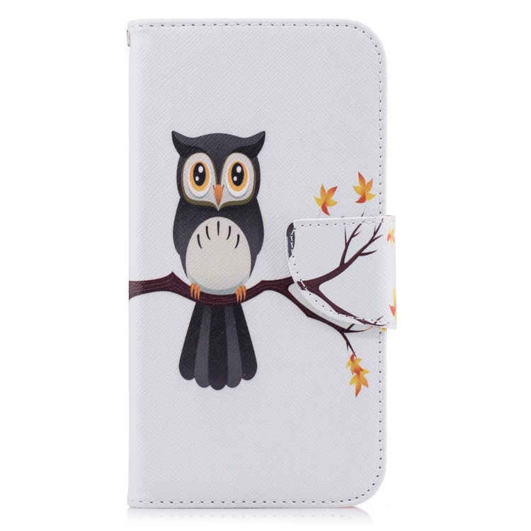 Pattern Printing Leather Wallet Stand Case for LG K10 (2018) - Owl on Branch-2