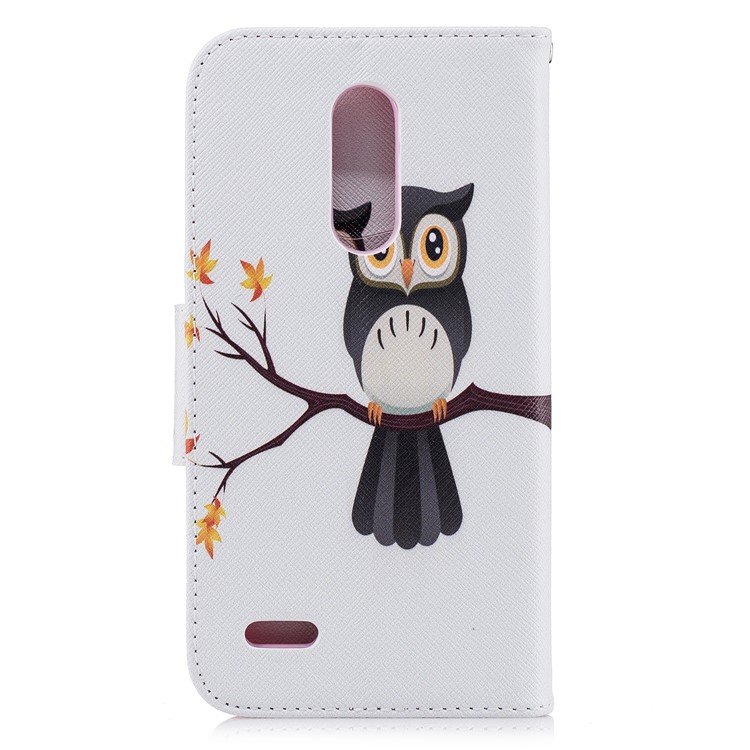 Pattern Printing Leather Wallet Stand Case for LG K10 (2018) - Owl on Branch-3