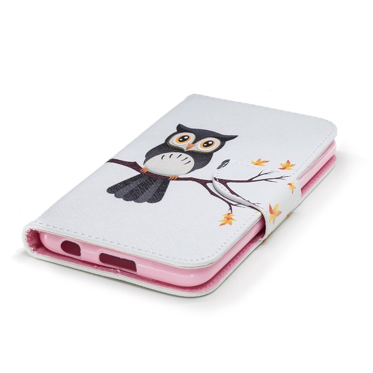 Pattern Printing Leather Wallet Stand Case for LG K10 (2018) - Owl on Branch-6