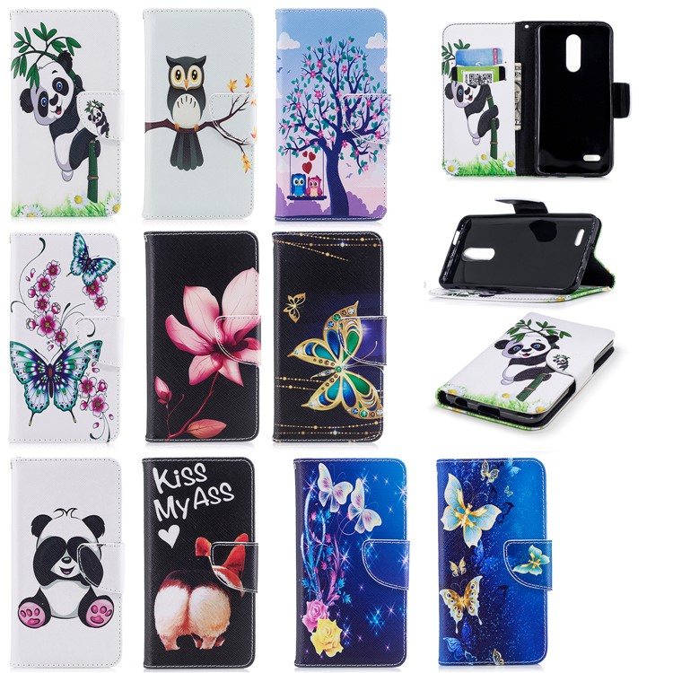 Pattern Printing Leather Wallet Stand Case for LG K10 (2018) - Owl on Branch-9