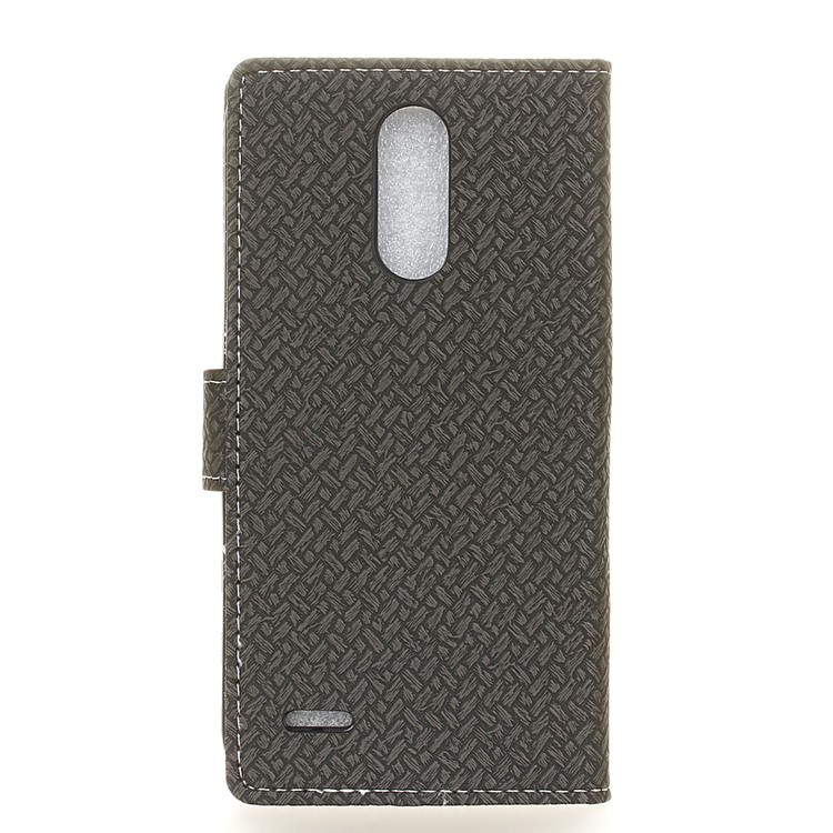 Woven Texture Wallet Magnetic Stand Leather Case for LG K10 (2018) - Black-3