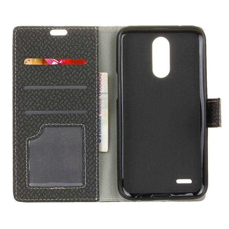 Woven Texture Wallet Magnetic Stand Leather Case for LG K10 (2018) - Black-4
