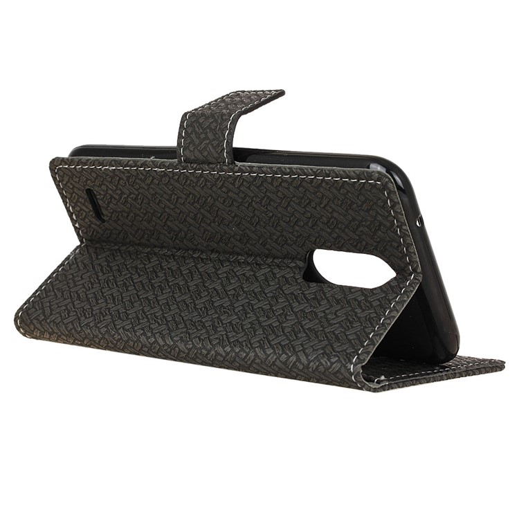 Woven Texture Wallet Magnetic Stand Leather Case for LG K10 (2018) - Black-5
