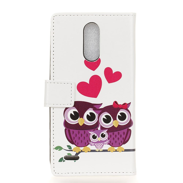 Pattern Printing Stand Leather Wallet Mobile Case for LG K10 (2018) - Sweet Owl Family-2