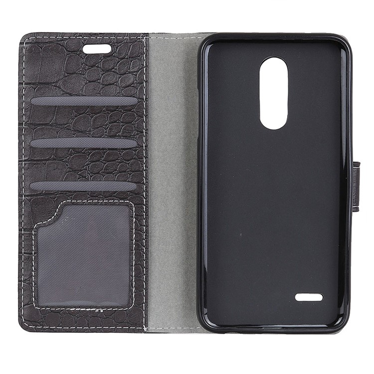 Crocodile Texture PU Leather Magnetic Stand Wallet Phone Case for LG K10 (2018) - Black-4