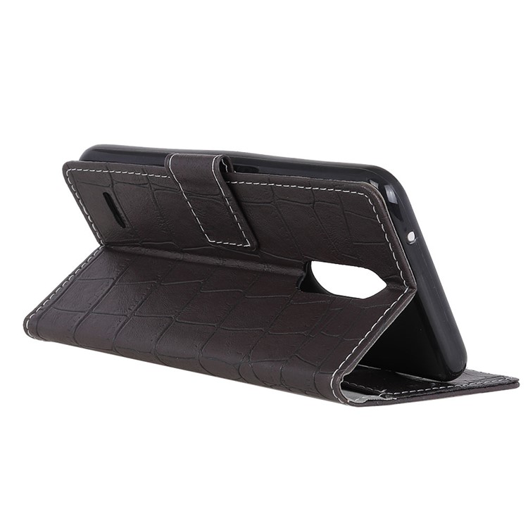 Crocodile Texture PU Leather Magnetic Stand Wallet Phone Case for LG K10 (2018) - Black-5