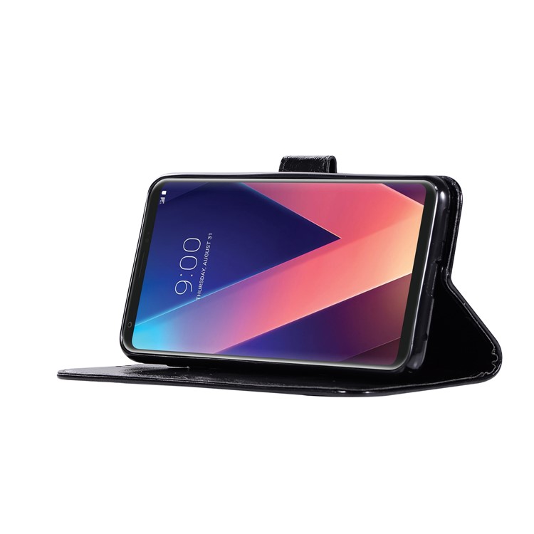 Premium Vintage PU Leather Stand Wallet Mobile Case for LG V30 - Black-5