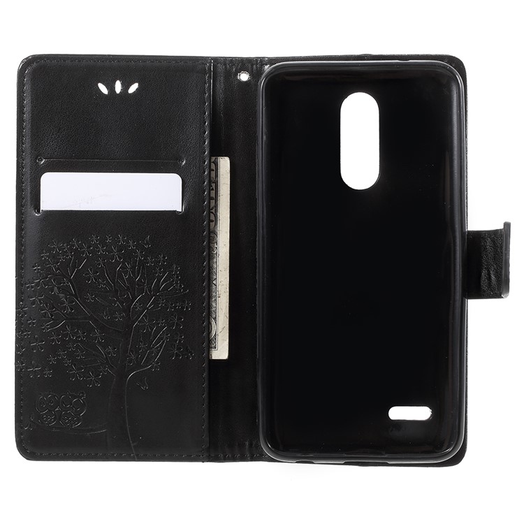 Imprint Tree Owl PU Leather Wallet Magnetic Phone Cover for LG K10 (2018) - Black-5