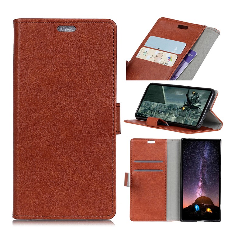 Crazy Horse Wallet Leather Stand Protective Cover for LG K10 (2018) - Brown-1