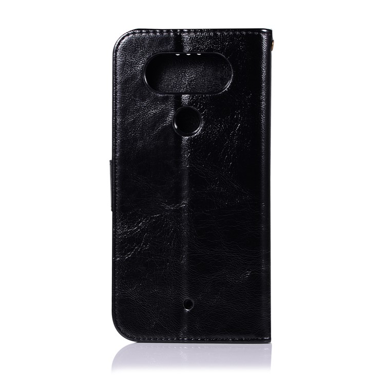 Premium Vintage PU Leather Wallet Stand Phone Case for LG Q8 - Black-3