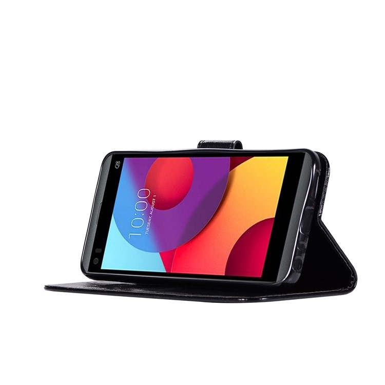 Premium Vintage PU Leather Wallet Stand Phone Case for LG Q8 - Black-5