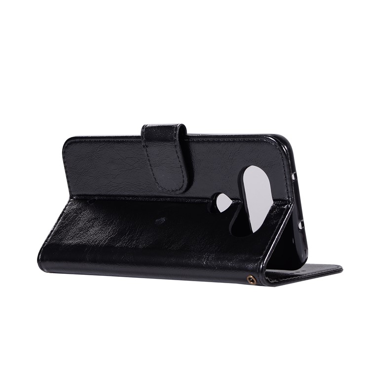 Premium Vintage PU Leather Wallet Stand Phone Case for LG Q8 - Black-6