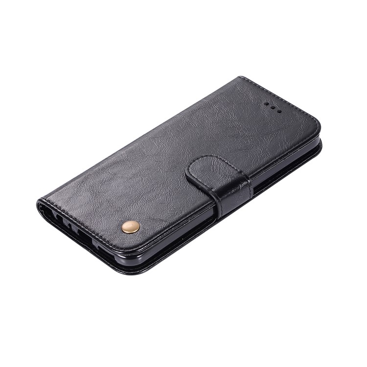 Premium Vintage PU Leather Wallet Stand Phone Case for LG Q8 - Black-7