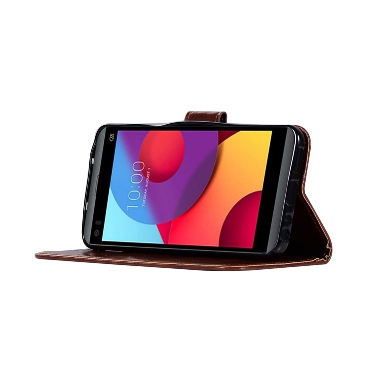 For LG Q8 Premium Vintage Leather Wallet Stand Magneetic Case - Coffee-5