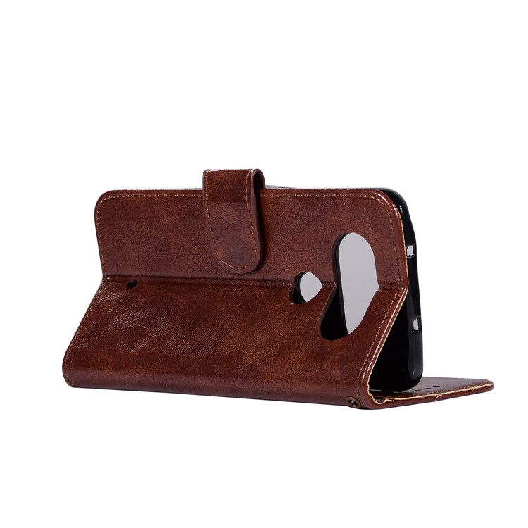For LG Q8 Premium Vintage Leather Wallet Stand Magneetic Case - Coffee-6