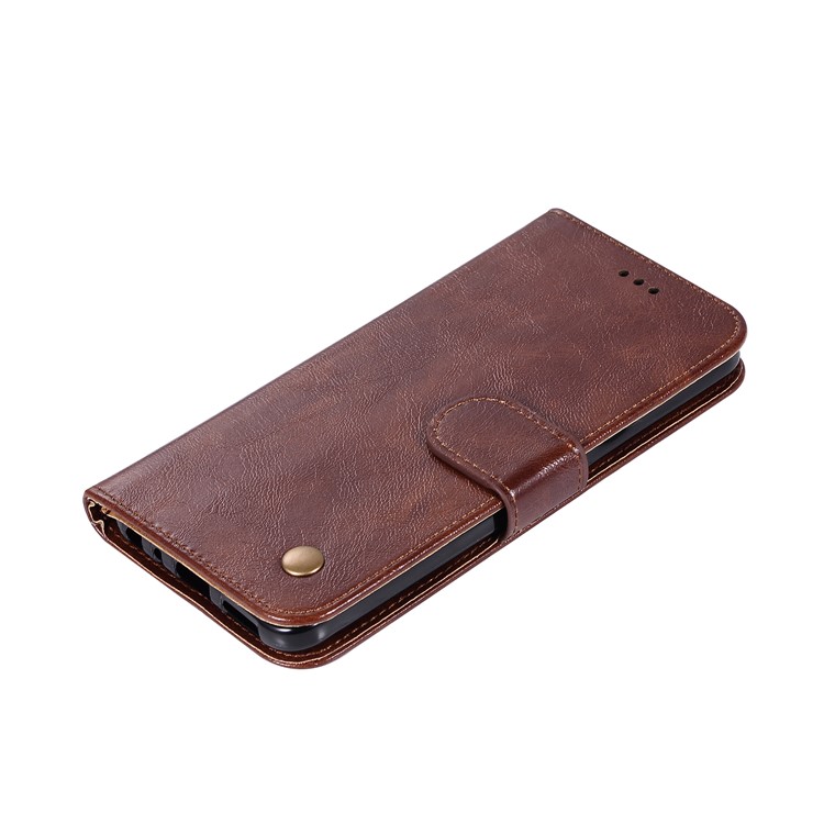 For LG Q8 Premium Vintage Leather Wallet Stand Magneetic Case - Coffee-7