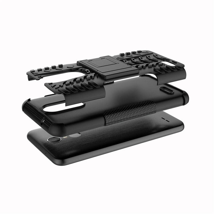 Cool Tyre Kickstand PC + TPU Hybrid Phone Case for LG Aristo 2 - Black-8