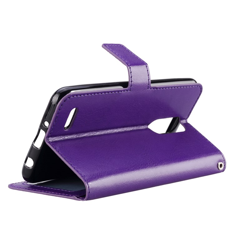 Crazy Horse Magnetic Leather Stand Cover for LG K8 (2018) - Purple-4