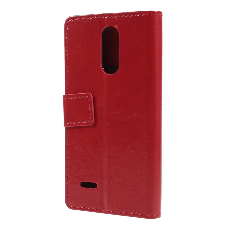 Crazy Horse PU Leather Magnetic Stand Wallet Case for LG K8 (2018) - Red-2