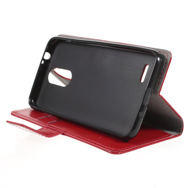 Crazy Horse PU Leather Magnetic Stand Wallet Case for LG K8 (2018) - Red-4