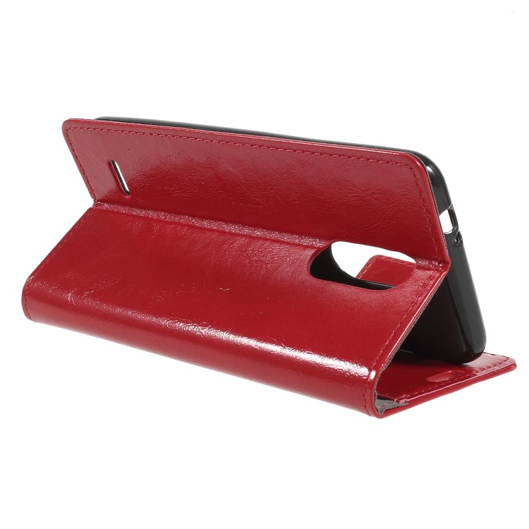 Crazy Horse PU Leather Magnetic Stand Wallet Case for LG K8 (2018) - Red-5