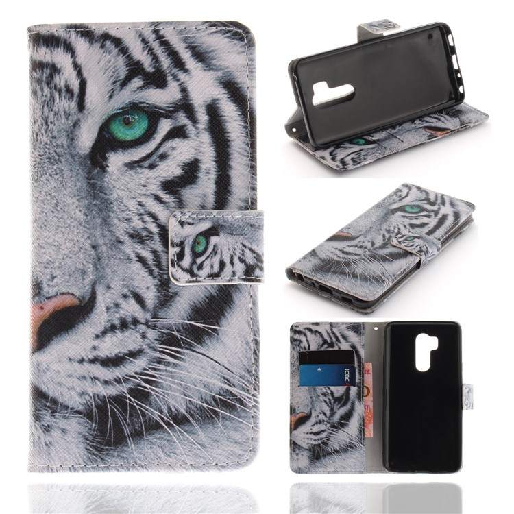 Pattern Printing PU Leather Wallet Stand Cover for LG G7 - Tiger Pattern-1