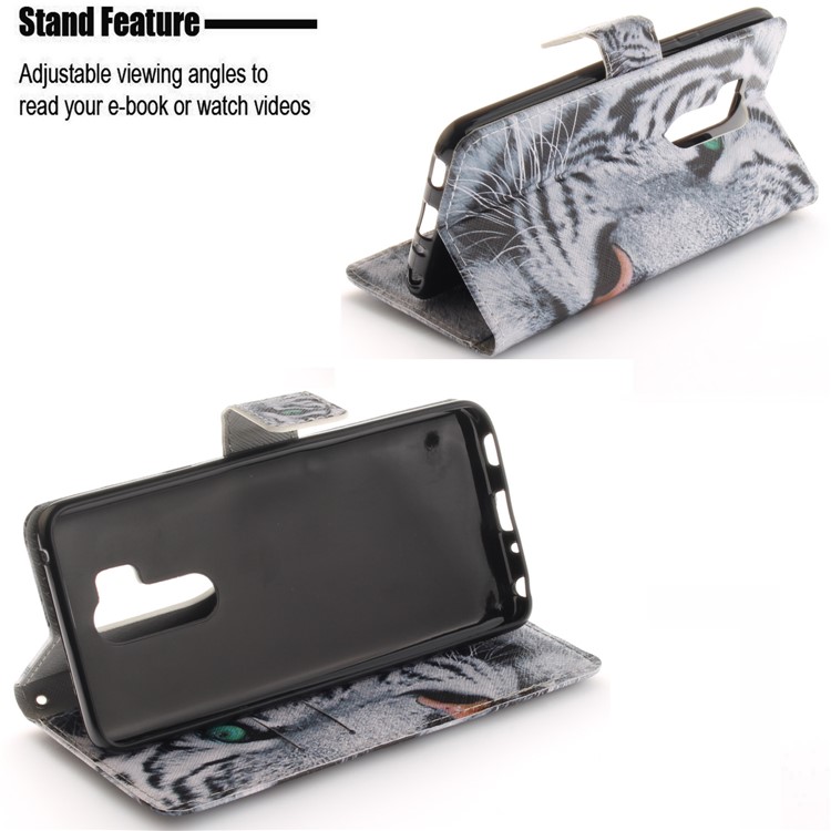 Pattern Printing PU Leather Wallet Stand Cover for LG G7 - Tiger Pattern-5