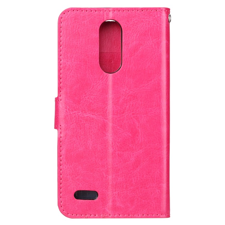 Crazy Horse Wallet Leather Magnetic Case for LG K10 (2018) - Rose-3