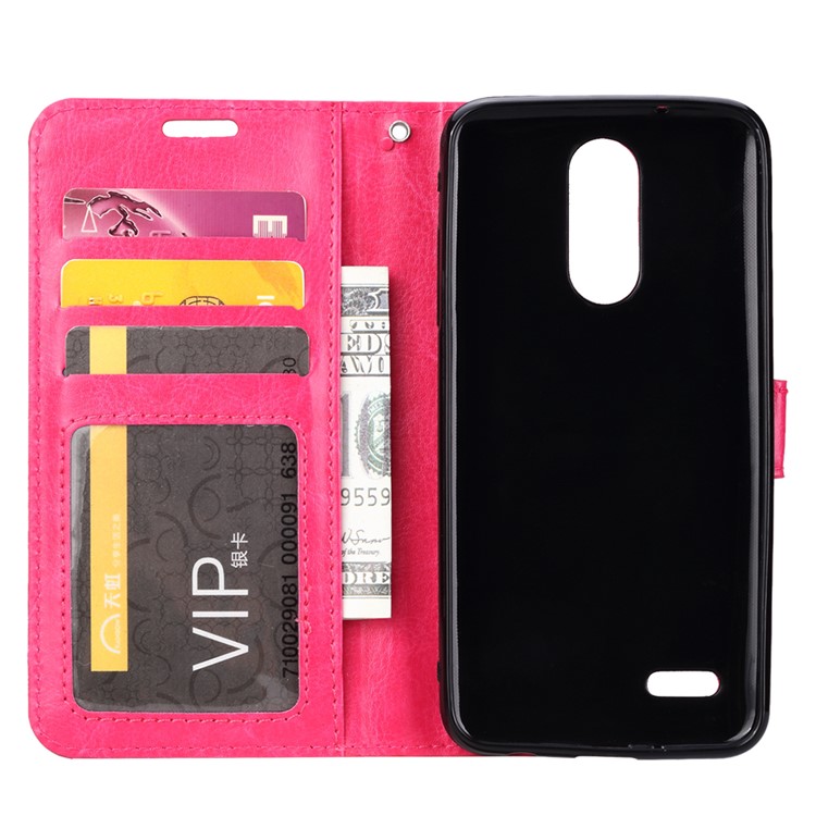 Crazy Horse Wallet Leather Magnetic Case for LG K10 (2018) - Rose-4