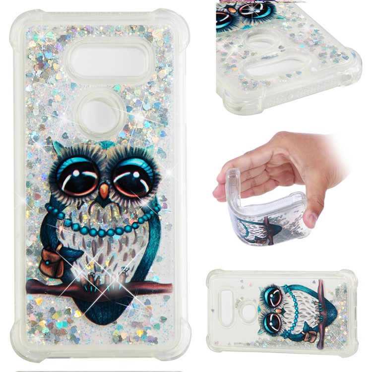 Liquid Glitter Powder Quicksand Shockproof TPU Back Case for LG V30 - Owl-1