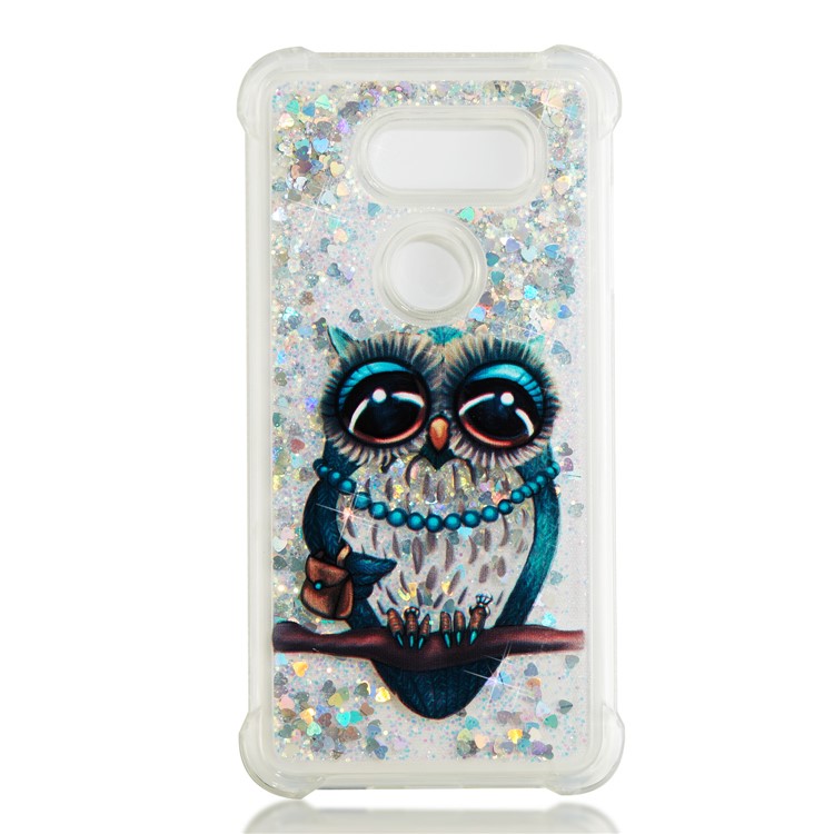Liquid Glitter Powder Quicksand Shockproof TPU Back Case for LG V30 - Owl-3