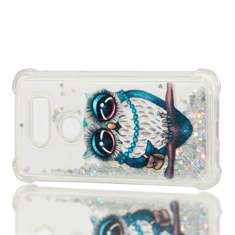 Liquid Glitter Powder Quicksand Shockproof TPU Back Case for LG V30 - Owl-4